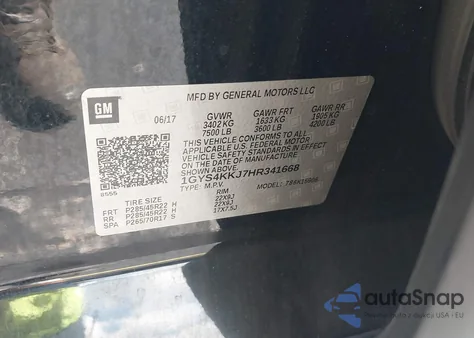 2017 Cadillac Escalade Esv Platinum из США, поврежденный, VIN 1GYS4KKJ7HR341668